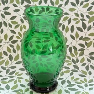VTG ANCHOR HOCKING Emerald Green Glass Vase